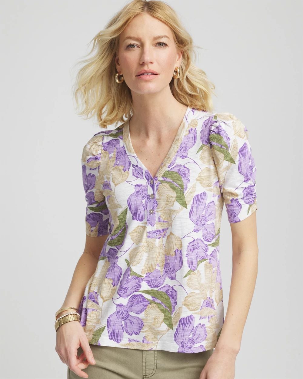 Floral Slub Henley Tee | Chico's